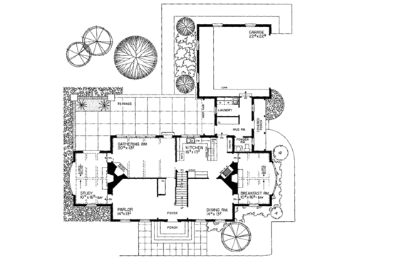 Floor Plan - Main Floor for Classical House Plan #72-684 - 5 bed, 3.5 bath