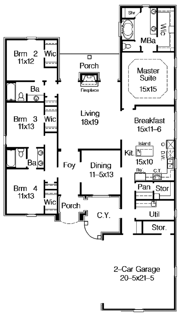 Architectural House Design - Country Floor Plan - Main Floor Plan #15-381