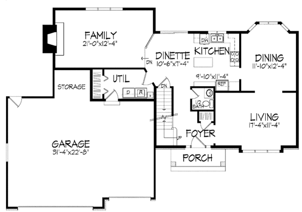 House Design - Tudor Floor Plan - Main Floor Plan #51-708