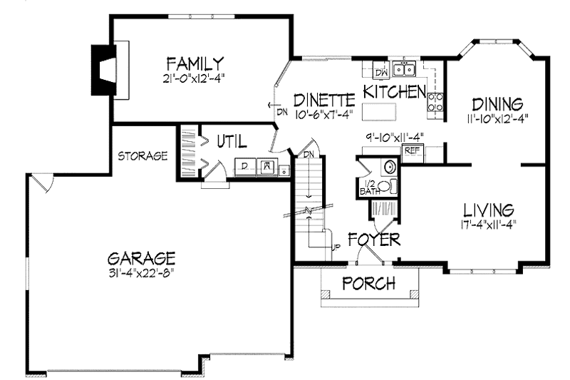 Dream House Plan - Floor Plan - Main Floor for Tudor House Plan #51-708 - 3 bed, 2.5 bath