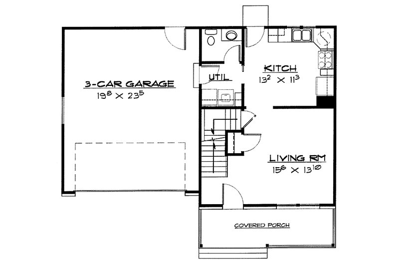 Home Plan - Floor Plan - Main Floor for Traditional House Plan #308-253 - 3 bed, 1.5 bath