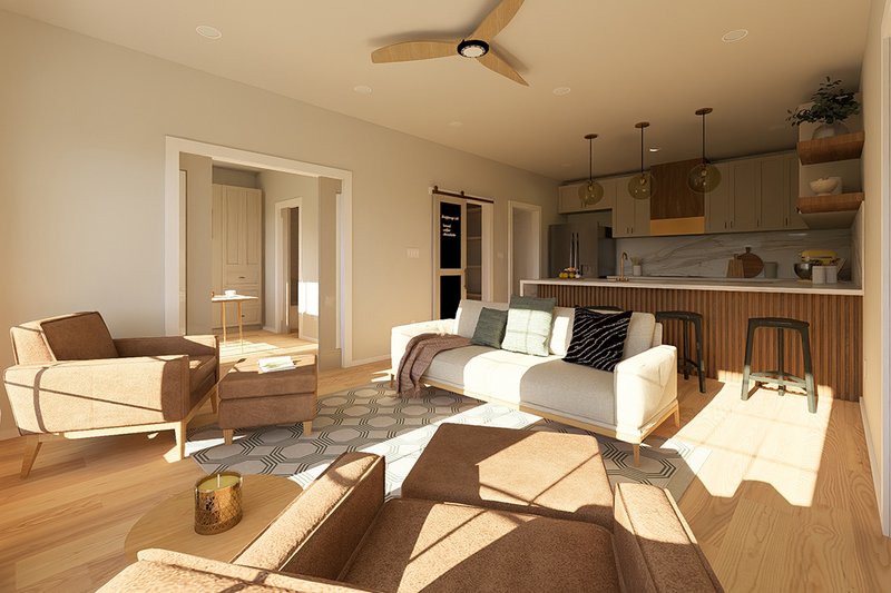 Architectural House Design - Interior - Family Room for Farmhouse House Plan #126-258 - 2 bed, 2 bath