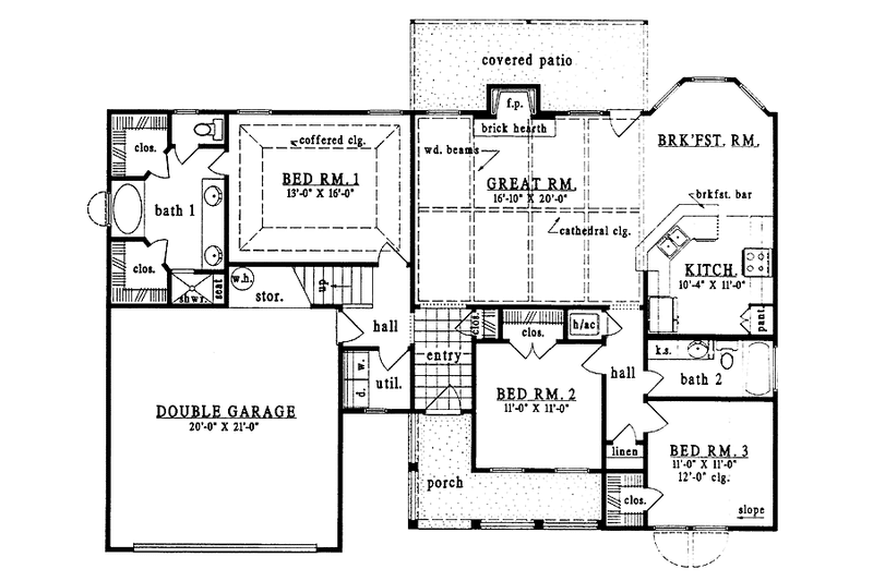 Home Plan - Floor Plan - Main Floor for Country House Plan #42-467 - 3 bed, 2 bath