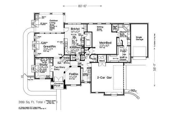 Floor Plan - Main Floor for European House Plan #310-1297 - 4 bed, 3.5 bath