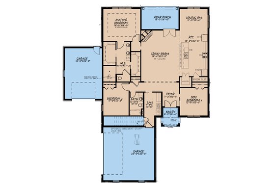Floor Plan - Main Floor for Traditional House Plan #923-182 - 3 bed, 2 bath
