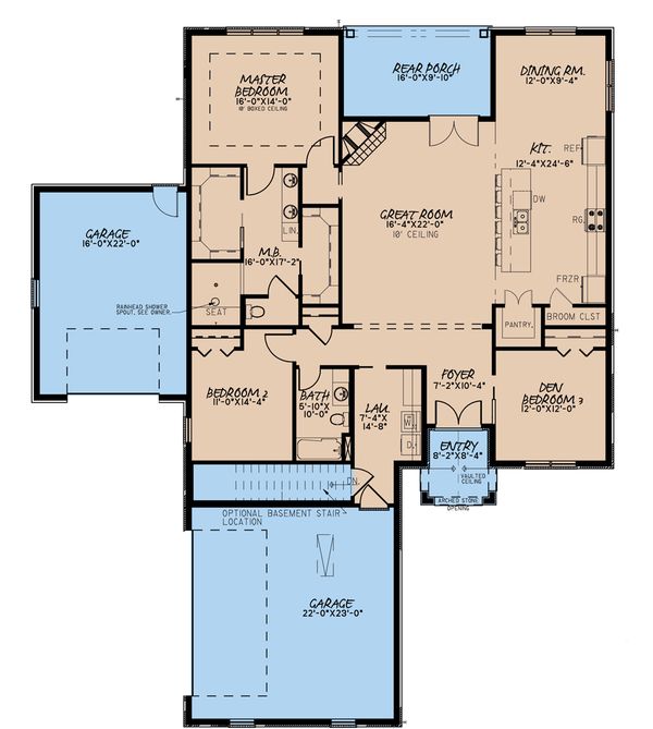 Architectural House Design - Traditional Floor Plan - Main Floor Plan #923-182