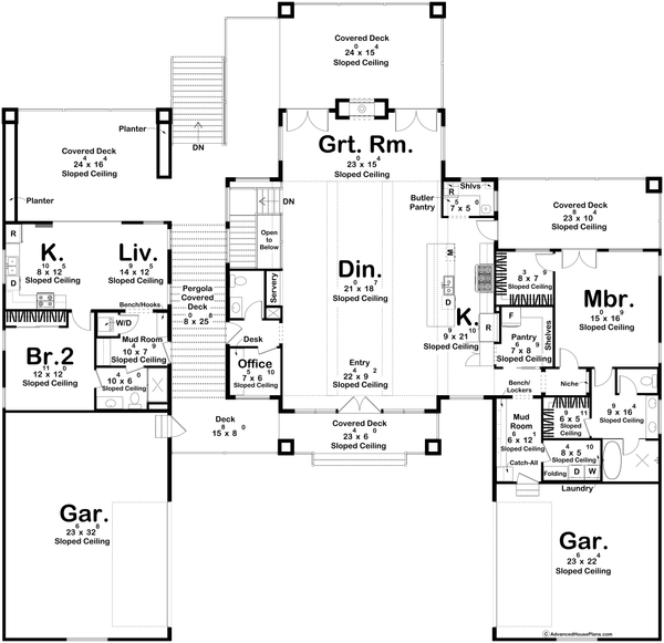 Architectural House Design - Modern Floor Plan - Main Floor Plan #455-529