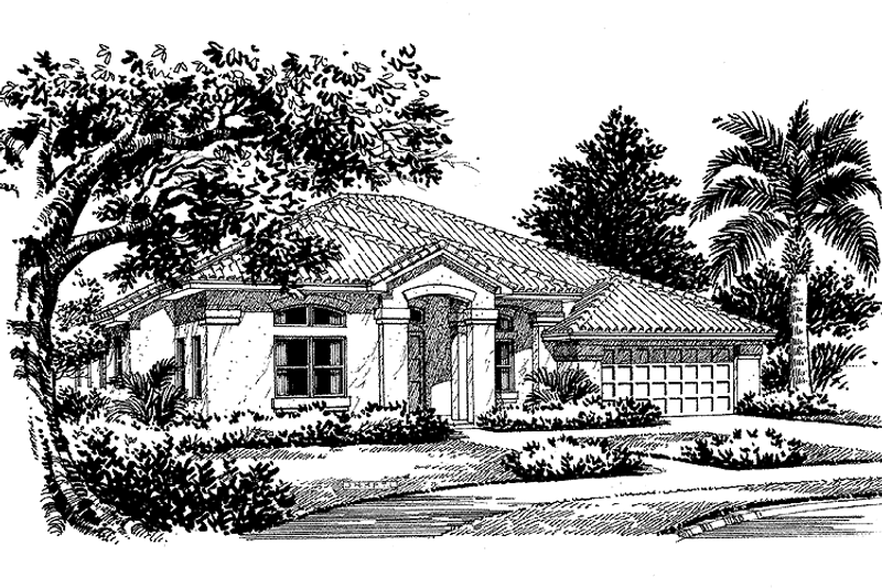 Dream House Plan - Exterior - Front Elevation 3 for Mediterranean House Plan #999-9 - 4 bed, 3 bath