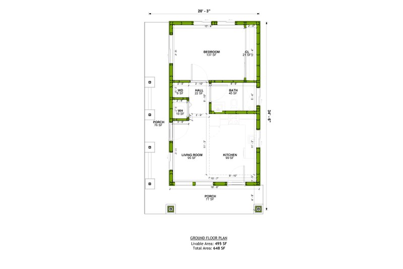 Home Plan - Floor Plan - Main Floor for Craftsman House Plan #1106-123 - 1 bed, 1 bath
