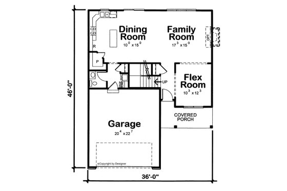 Floor Plan - Main Floor for Traditional House Plan #20-2087 - 3 bed, 2.5 bath