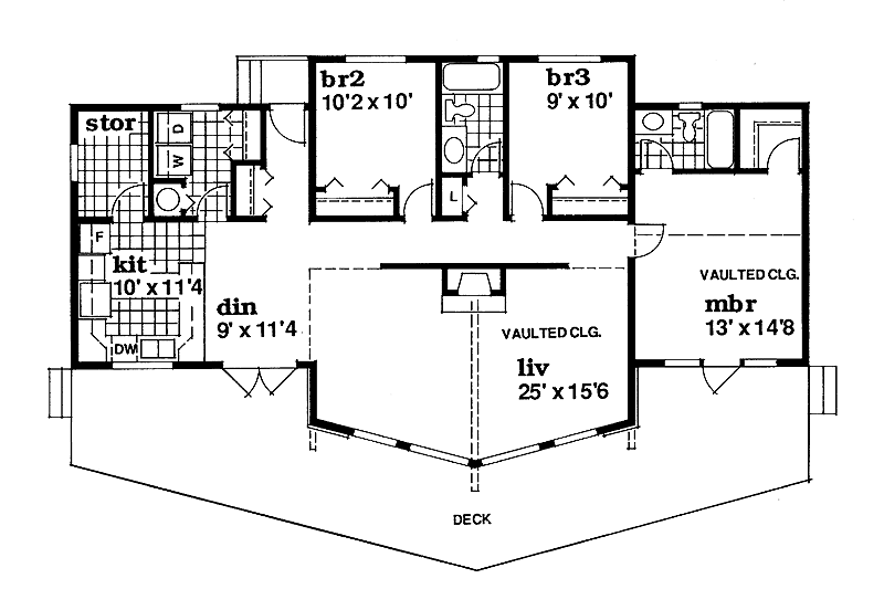 Home Plan - Floor Plan - Main Floor for Cabin House Plan #47-880 - 3 bed, 2 bath