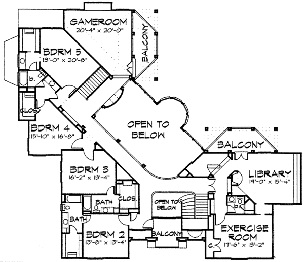 Architectural House Design - Classical Floor Plan - Upper Floor Plan #1021-3