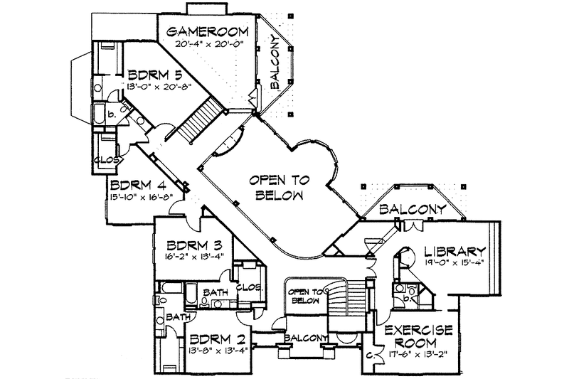 Architectural House Design - Floor Plan - Upper Floor for Classical House Plan #1021-3 - 5 bed, 5 bath