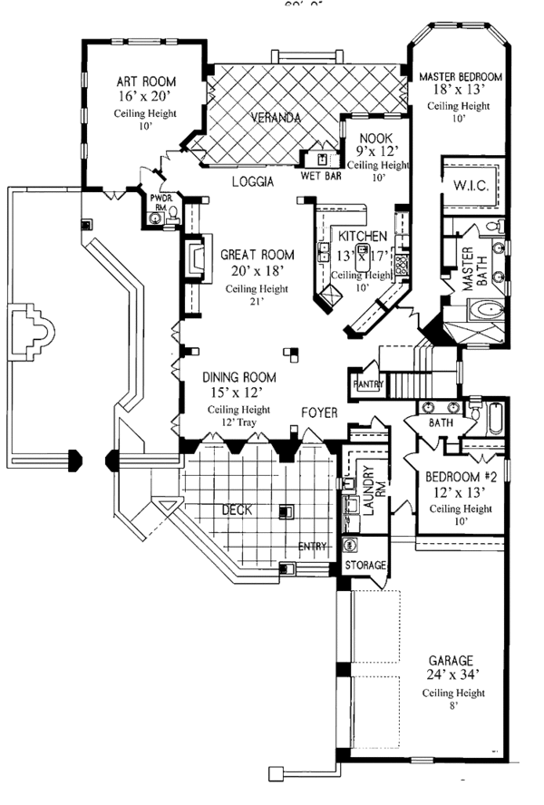 Architectural House Design - Mediterranean Floor Plan - Main Floor Plan #76-123