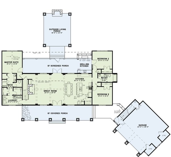 Craftsman Floor Plan - Main Floor Plan #17-2480