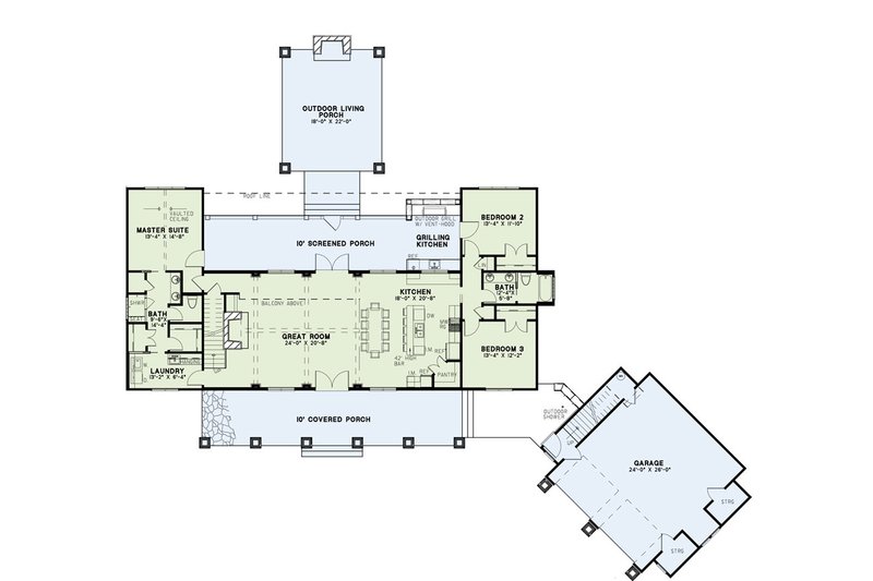 Dream House Plan - Floor Plan - Main Floor for Craftsman House Plan #17-2480 - 5 bed, 4 bath