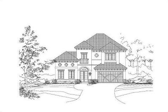 Exterior - Front Elevation for European House Plan #411-518 - 4 bed, 4.5 bath