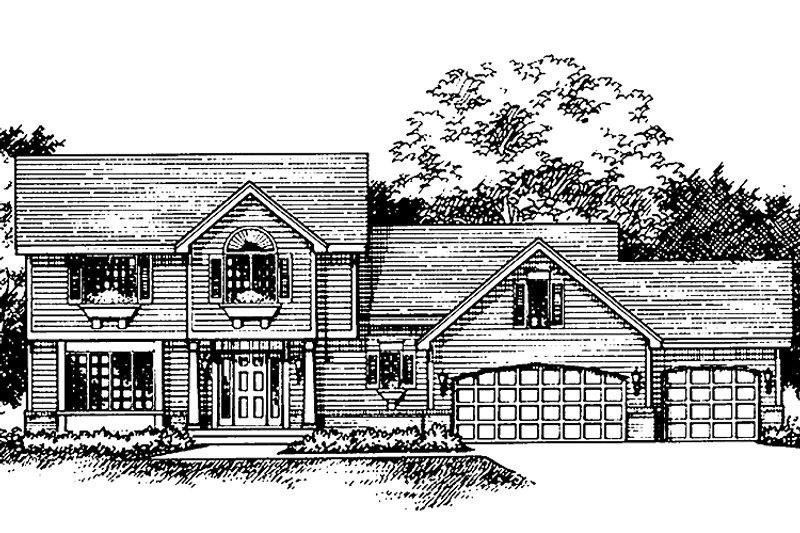 House Blueprint - Exterior - Front Elevation 3 for Colonial House Plan #51-696 - 3 bed, 2.5 bath