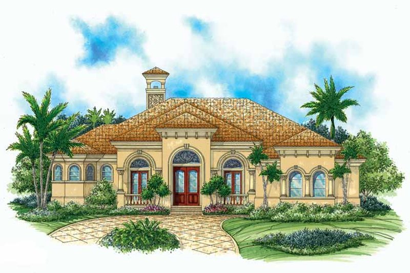 Architectural House Design - Mediterranean Exterior - Front Elevation Plan #1017-15