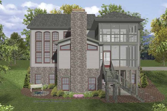Exterior - Rear Elevation 1 for Traditional House Plan #56-679 - 4 bed, 4 bath