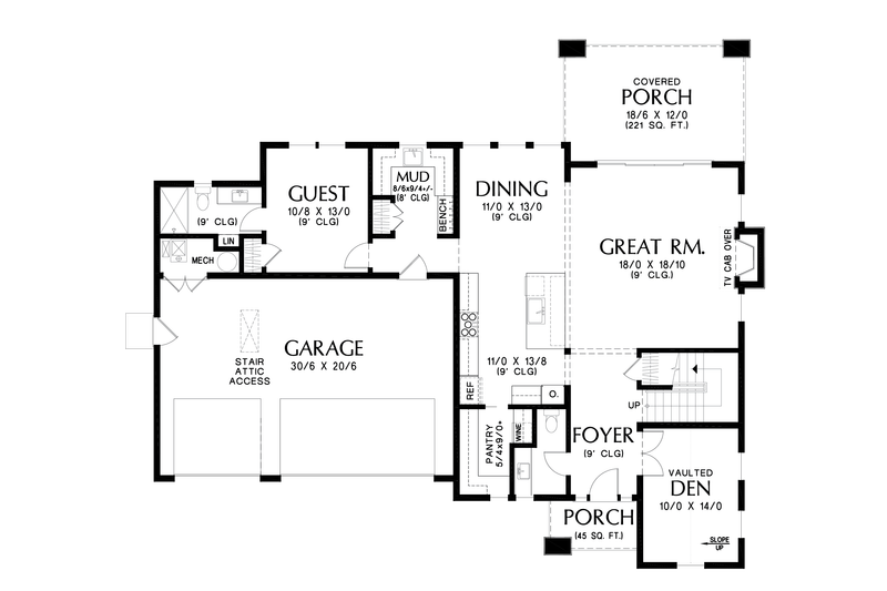 House Design - Floor Plan - Main Floor for Contemporary House Plan #48-1147 - 5 bed, 3.5 bath
