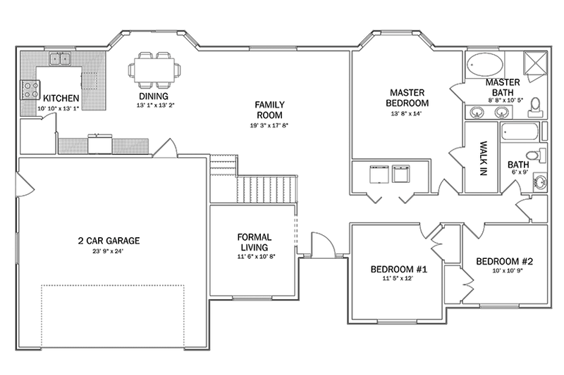 Architectural House Design - Floor Plan - Main Floor for Ranch House Plan #1060-35 - 5 bed, 3 bath
