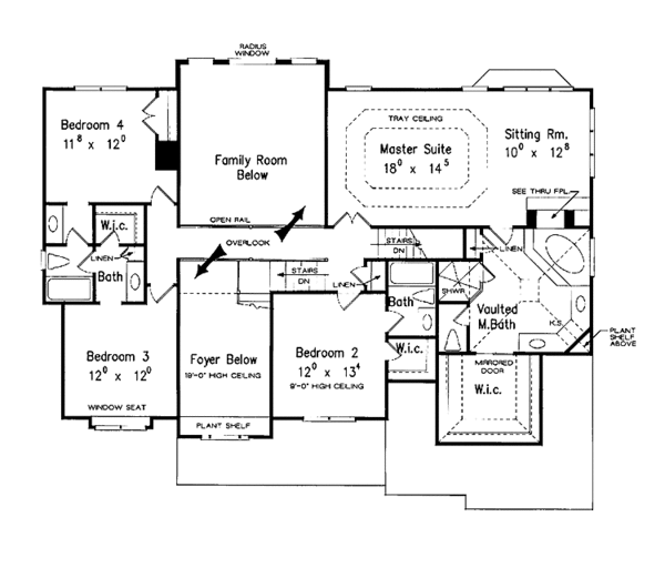 Dream House Plan - Traditional Floor Plan - Upper Floor Plan #927-489