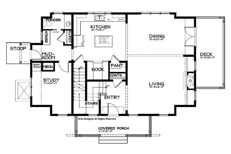 Dream House Plan - Floor Plan - Main Floor for Craftsman House Plan #895-67 - 4 bed, 3.5 bath