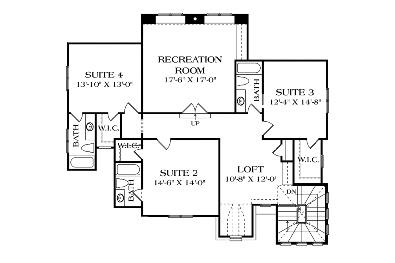 Home Plan - Floor Plan - Upper Floor for European House Plan #453-570 - 4 bed, 4.5 bath
