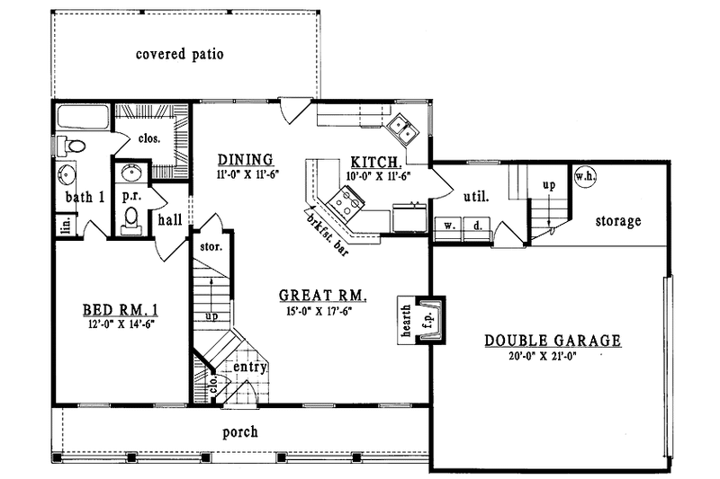 Home Plan - Floor Plan - Main Floor for Country House Plan #42-437 - 3 bed, 2.5 bath