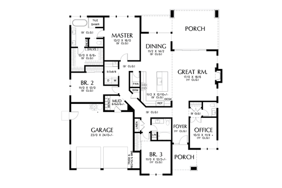 Floor Plan - Main Floor for Contemporary House Plan #48-1040 - 4 bed, 2.5 bath