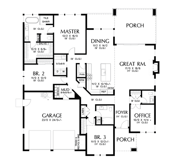 House Blueprint - Contemporary Floor Plan - Main Floor Plan #48-1040