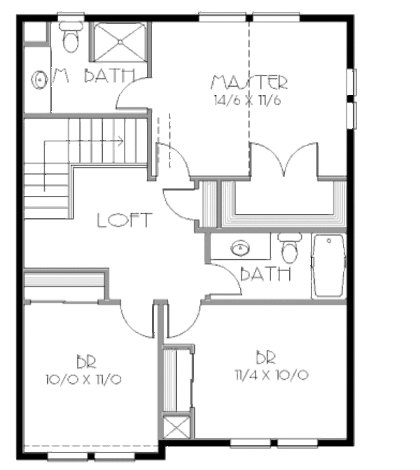 Traditional Floor Plan - Upper Floor Plan #423-5