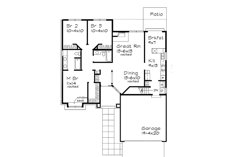 Home Plan - Floor Plan - Main Floor for Ranch House Plan #320-942 - 3 bed, 2 bath