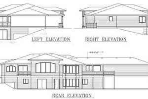 Exterior - Rear Elevation for Ranch House Plan #100-456 - 4 bed, 4 bath