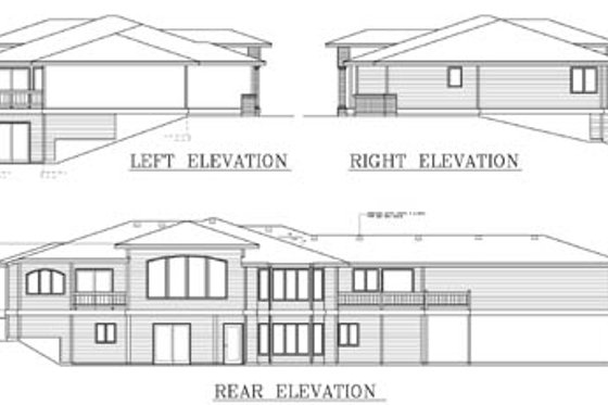 Exterior - Rear Elevation for Ranch House Plan #100-456 - 4 bed, 4 bath