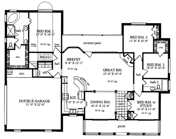 House Plan Design - Country Floor Plan - Main Floor Plan #42-553