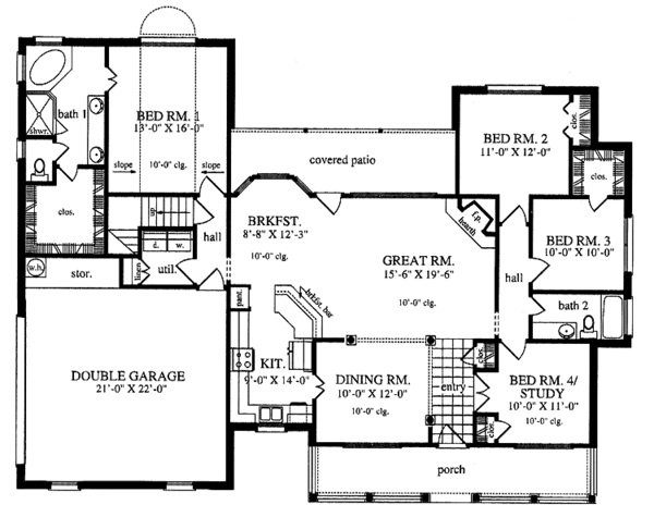 House Blueprint - Country Floor Plan - Main Floor Plan #42-553
