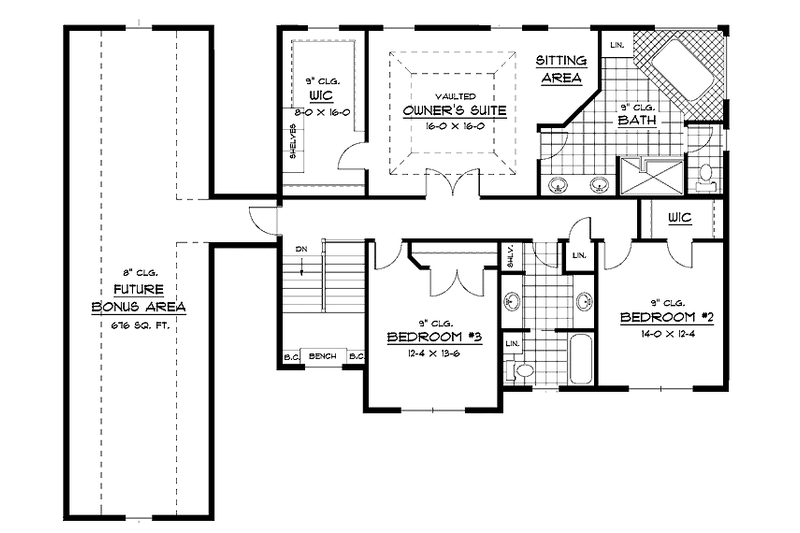 Home Plan - Floor Plan - Upper Floor for Traditional House Plan #51-658 - 3 bed, 2.5 bath