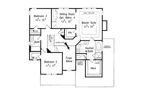 Floor Plan - Upper Floor for Colonial House Plan #927-872 - 3 bed, 2.5 bath