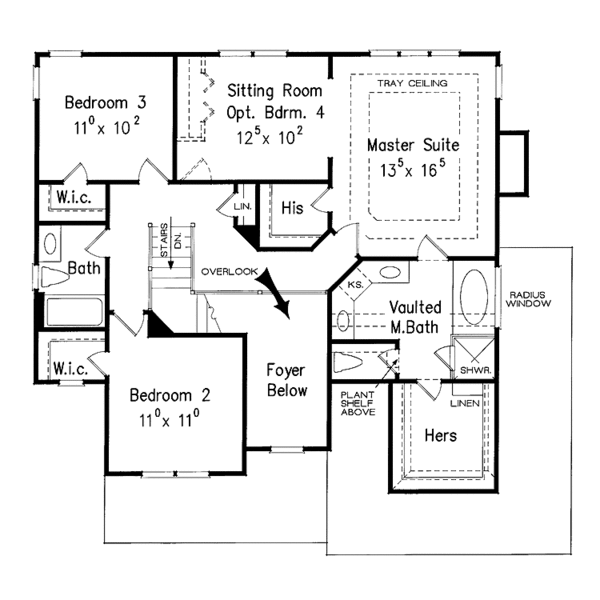 House Plan Design - Colonial Floor Plan - Upper Floor Plan #927-872