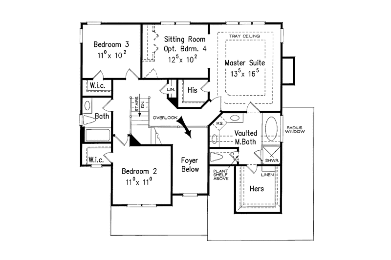 House Blueprint - Floor Plan - Upper Floor for Colonial House Plan #927-872 - 3 bed, 2.5 bath