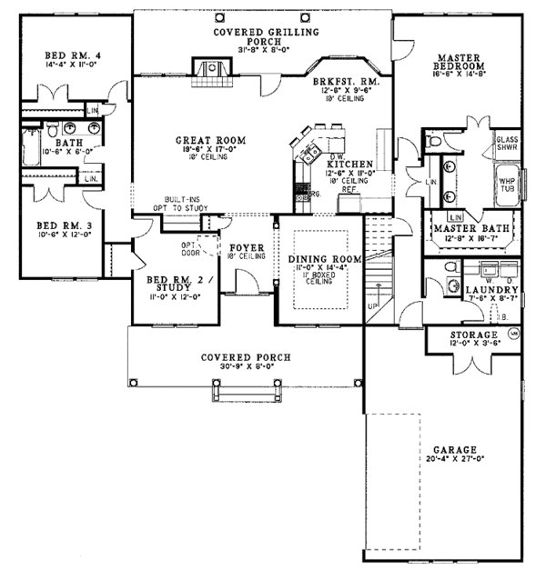 House Design - Country Floor Plan - Main Floor Plan #17-3090