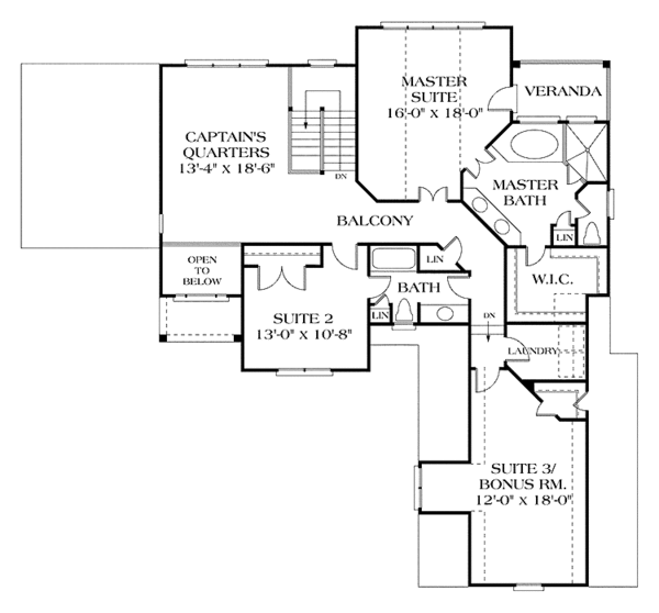 Home Plan - Traditional Floor Plan - Upper Floor Plan #453-405