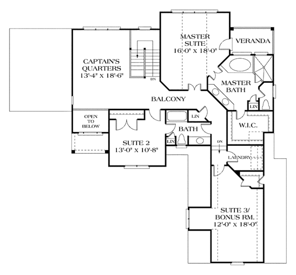 House Design - Traditional Floor Plan - Upper Floor Plan #453-405