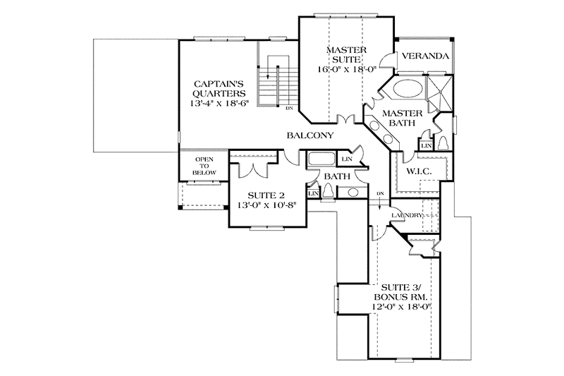 Home Plan - Floor Plan - Upper Floor for Traditional House Plan #453-405 - 3 bed, 3.5 bath