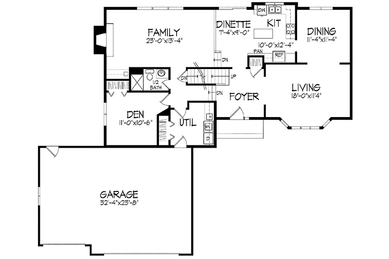 Home Plan - Floor Plan - Main Floor for European House Plan #51-830 - 3 bed, 3 bath