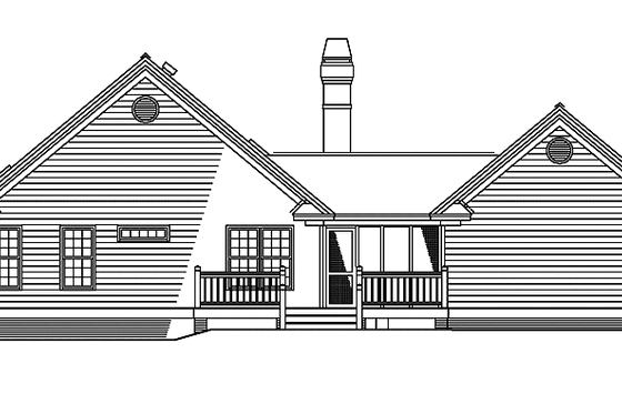 Exterior - Rear Elevation for Country House Plan #929-365 - 3 bed, 2 bath