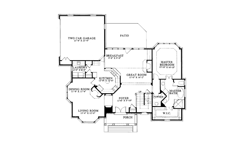 House Blueprint - Floor Plan - Main Floor for Country House Plan #429-100 - 3 bed, 2.5 bath