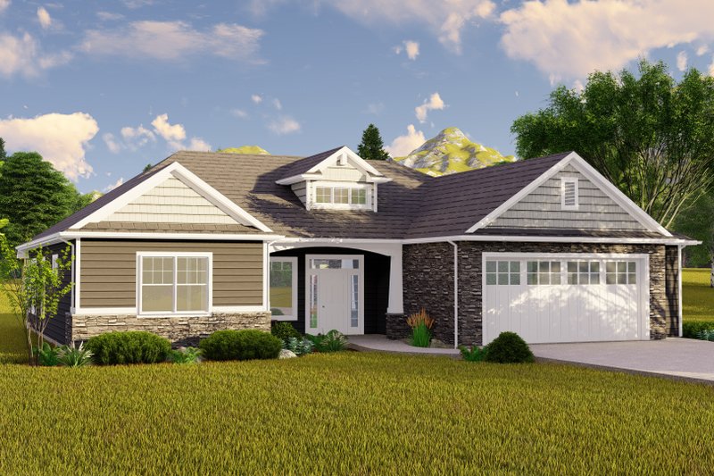 Architectural House Design - Ranch Exterior - Front Elevation Plan #1064-182